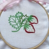 Erdbeeren Stickdatei Solo Schild und Mugrug mit Text oder Blanko