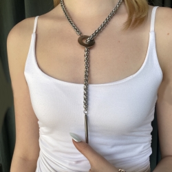 Kette Lariat Halskette Edelstahl Stab und Kreis  Kette Lariat Halskette Edelstahl Stab und Kreis