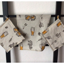 Geschirrtuch + pass.Topflappen GeschenkSet Einzigartig - Bier