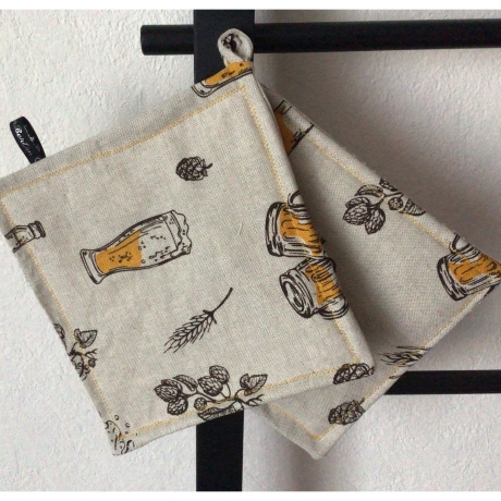 Geschirrtuch + pass.Topflappen GeschenkSet Einzigartig - Bier