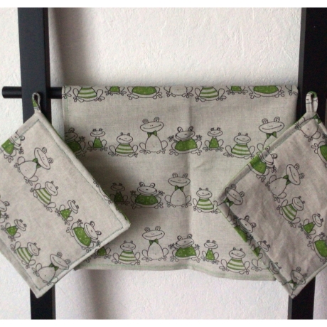 Geschirrtuch + pass.Topflappen GeschenkSet Einzigartig - Frosch