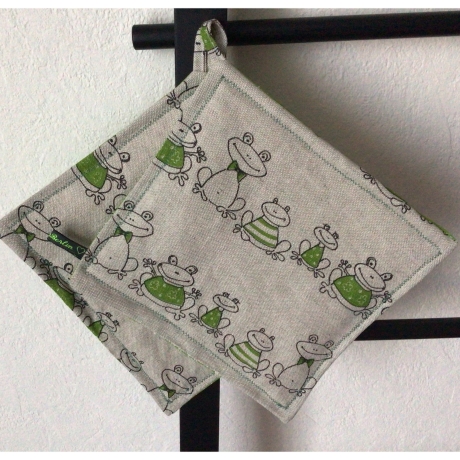 Geschirrtuch + pass.Topflappen GeschenkSet Einzigartig - Frosch
