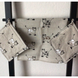 Geschirrtuch + pass.Topflappen GeschenkSet Einzigartig - Kühe