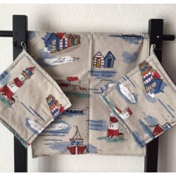 Geschirrtuch + pass.Topflappen GeschenkSet Einzigartig - maritim