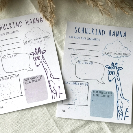 Personalisierte Gästekarte zur Einschulung, digitaler Download