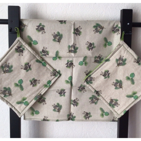 Geschirrtuch + pass.Topflappen GeschenkSet Einzigartig - Pandabär