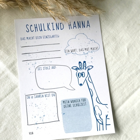 Personalisierte Gästekarte zur Einschulung, digitaler Download