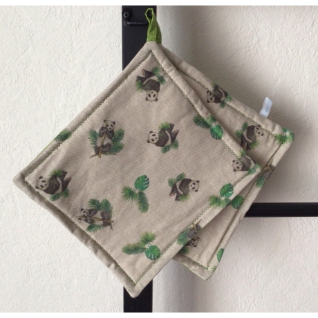Geschirrtuch + pass.Topflappen GeschenkSet Einzigartig - Pandabär