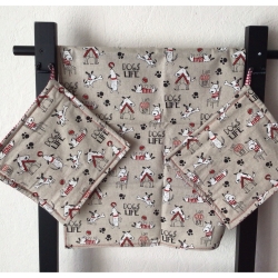 Geschirrtuch + pass.Topflappen GeschenkSet - lustige Hunde 