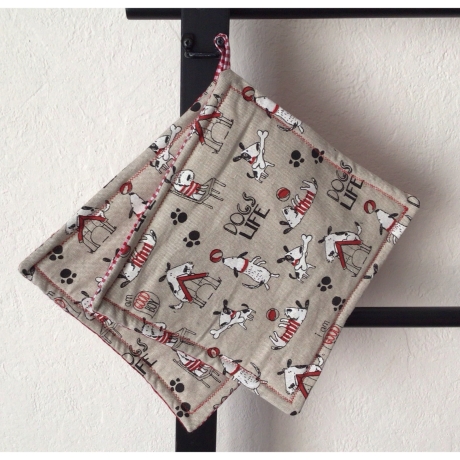 Geschirrtuch + pass.Topflappen GeschenkSet - lustige Hunde 