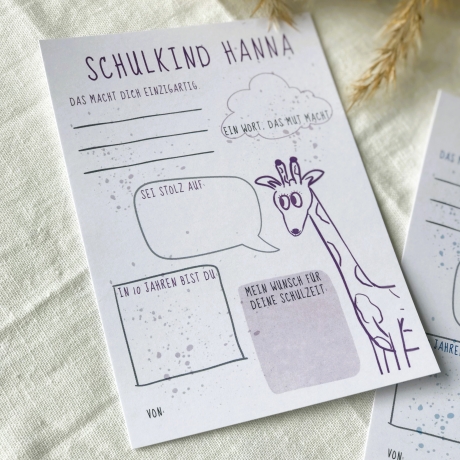 Personalisierte Gästekarte zur Einschulung, digitaler Download