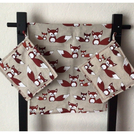 Geschirrtuch + pass.Topflappen GeschenkSet - Füchse groß
