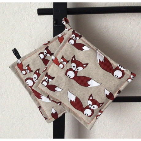 Geschirrtuch + pass.Topflappen GeschenkSet - Füchse groß