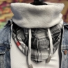 Loop schwarz weiß karierter Schal Tunnelzug Dreiecksloop Fleece