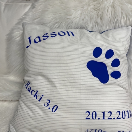 Geburtskissen Pfote Kissen Namenskissen Taufe personalisierbar