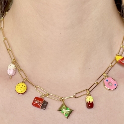 Halskette Fastfood Cheatday Charm Burger Eis Pommes Frauen 