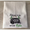 Geschirrtuch mit Spruch Camping Einzigartig - „Zuhause ist ….“