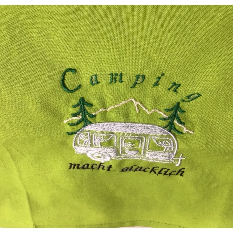 Geschirrtuch mit Spruch Camping Einzigartig - „Camping macht …“