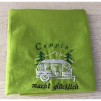 Geschirrtuch mit Spruch Camping Einzigartig - „Camping macht …“