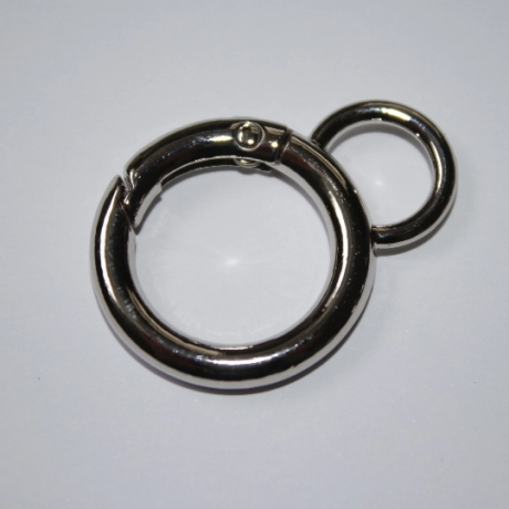 Rundkarabiner mit Öse silber 28mm / 18mm Schlüsselring