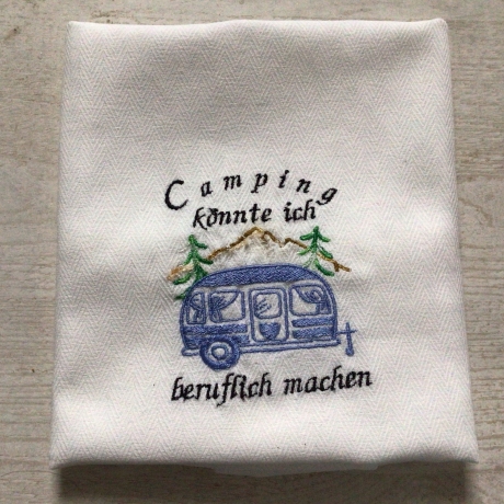 Geschirrtuch mit Spruch Camping Einzigartig - „Camping könnte..…“
