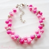 Perlenarmband pink rosa silberfarbig zweireihig Perlen Armband