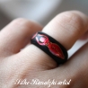 Ring Holz Holzring handbemalt schwarz Göttin Mond Vollmond-Ring