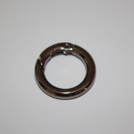 Rundkarabiner schwarz-silber 37mm / 25mm Taschenring Ring