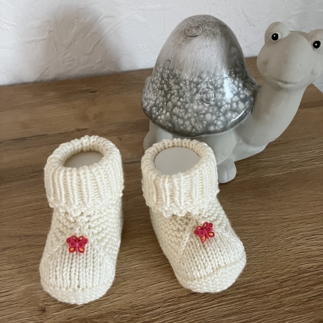 Handgestrickte Baby-Schuhe / Booties Gr. 50/56