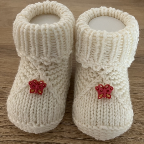 Handgestrickte Baby-Schuhe / Booties Gr. 50/56