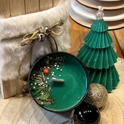 Duftkerze Tannenbaum handmade mit Holzdocht