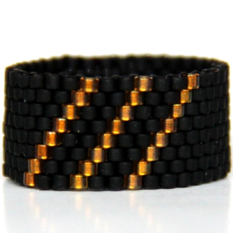 Miyuki-Delica-Glasperlen-Bandring in Schwarz und Gold-Topas