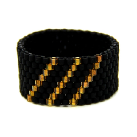 Miyuki-Delica-Glasperlen-Bandring in Schwarz und Gold-Topas