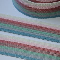 Gurtband 40 mm Streifen Pastell-Töne natur rosa terra braun