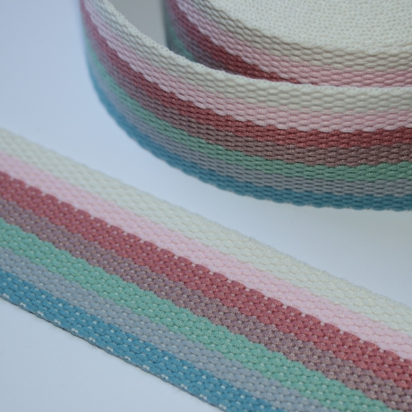 Gurtband 40 mm Streifen Pastell-Töne natur rosa terra braun