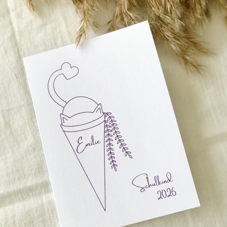 Personalisierte Einschulungskarte mit Name - nachhaltig 