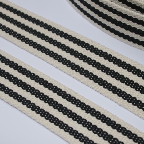 Gurtband Baumwolle 38 mm Streifen schwarz natur RE