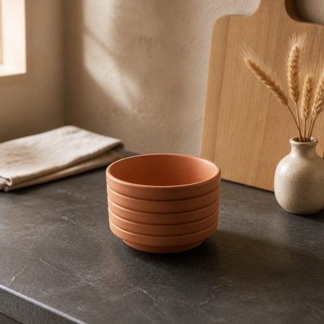 5er TerracottaUntersetzer Set  ⌀ 13,5 cm mit 3 cm Rand 