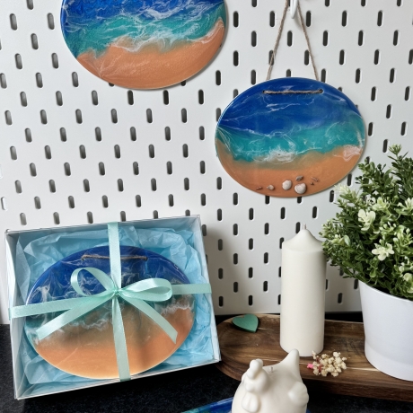 Ozean Wanddeko, Resin Art, Meer Deko zum Aufhängen,Wellen