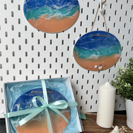 Ozean Wanddeko, Resin Art, Meer Deko zum Aufhängen,Wellen