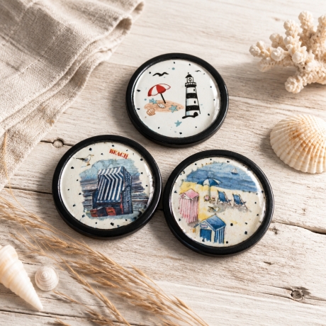 4er Korkuntersetzer Set  ⌀ 10 cm mit Rand 
