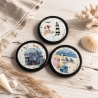 3er  KorkUntersetzer Set  ⌀ 10 cm - maritim