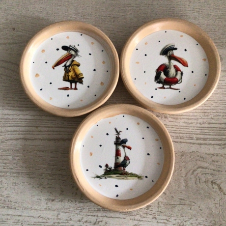 5er TerracottaUntersetzer Set  ⌀ 13 cm mit 2 cm Rand 