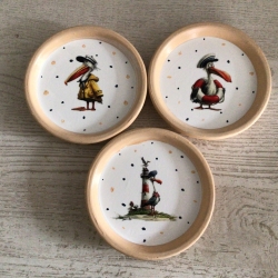 3er TerracottaUntersetzer Set  ⌀ 11 cm - Pelikane