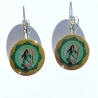 Engel Ohrringe mit Erzengel Raphael, Engelmotiv Ohrschmuck grün