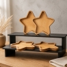 4er HolzUntersetzer Set  ⌀ 10,5 cm mit Rand rustikaler Stil Stern
