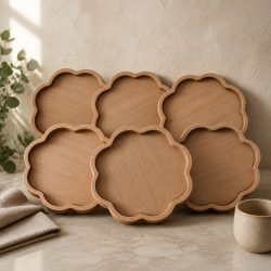 4er HolzUntersetzer Set  ⌀ 11,5 cm mit Rand rustikaler Stil