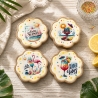 4er HolzUntersetzer Set  ⌀ 11,5 cm mit Rand rustikaler Stil