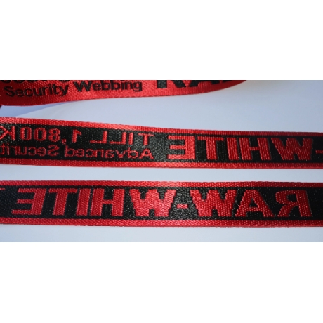 ab 1,75m Gurtband 35 mm Schriftzug RAW .. rot schwarz