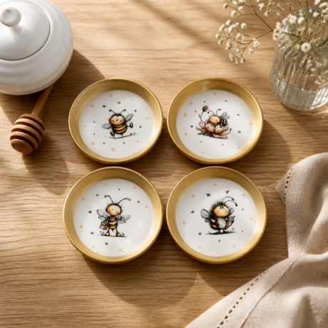 4er TerracottaUntersetzer Set  ⌀ 11 cm - Bienen
